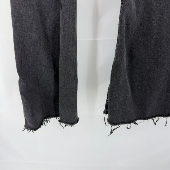 Free People Women 27 Penny Pull On Flare Jeans Denim Black Distressed Stretch - Picture 2 of 12